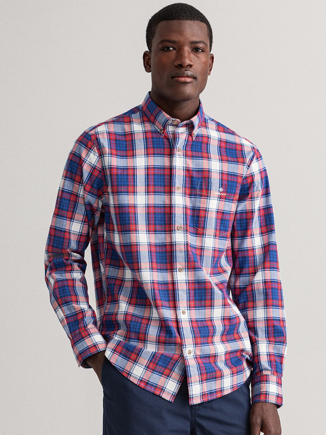 

GANT Men Red Tartan Checks Opaque Checked Casual Shirt