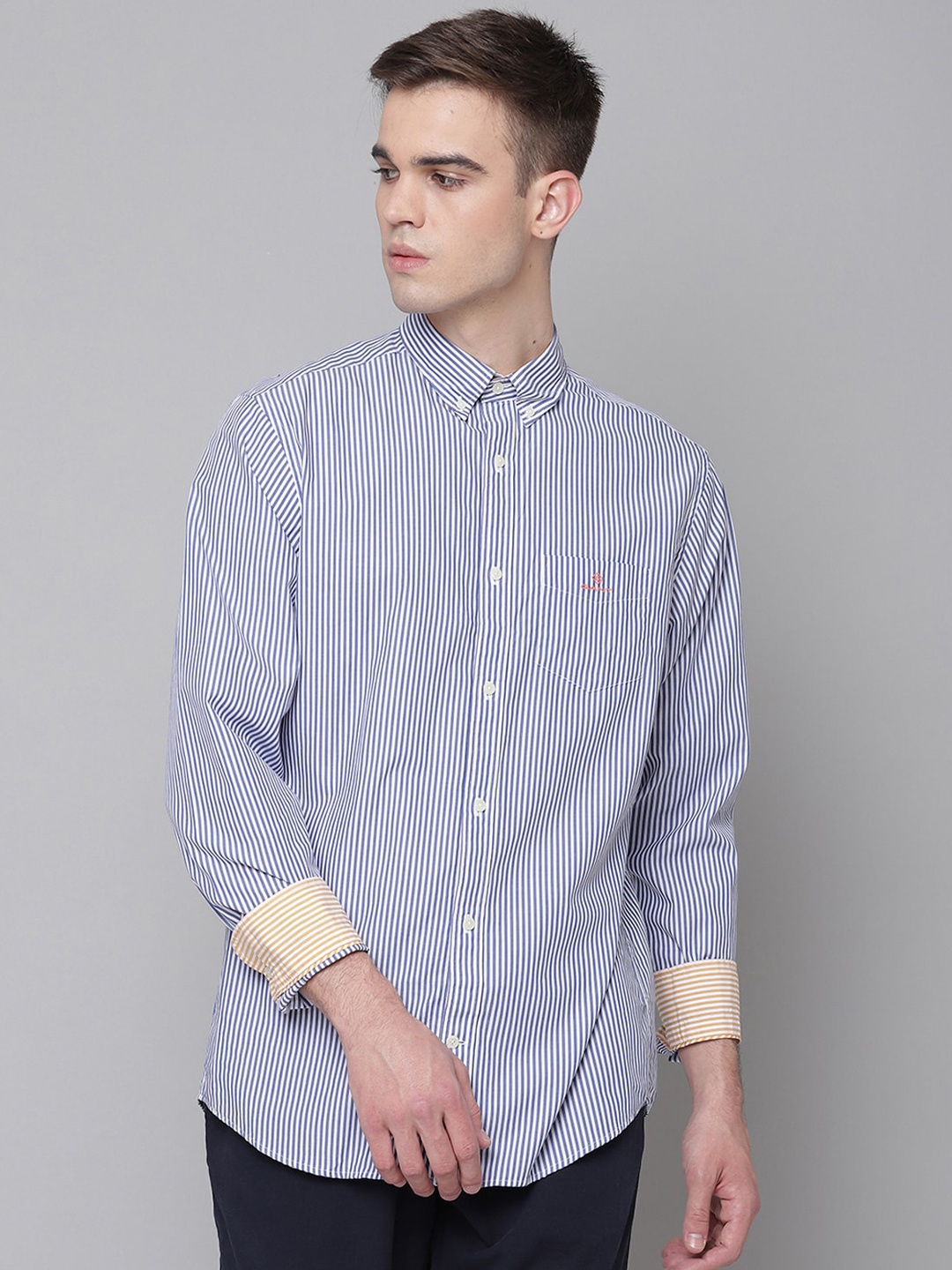 

GANT Men Blue Opaque Striped Casual Shirt