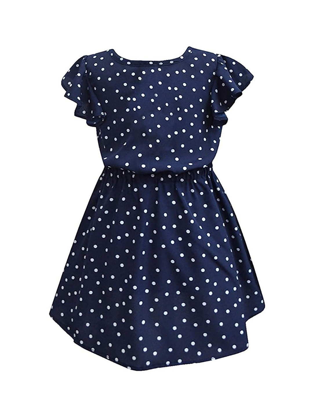 

A T U N Navy Blue & White Polka Dot Printed Dress