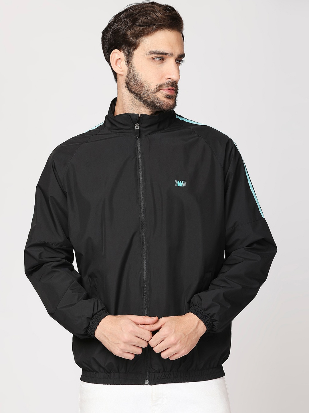 

Zeel Men Black Windcheater Solid Sporty Jacket