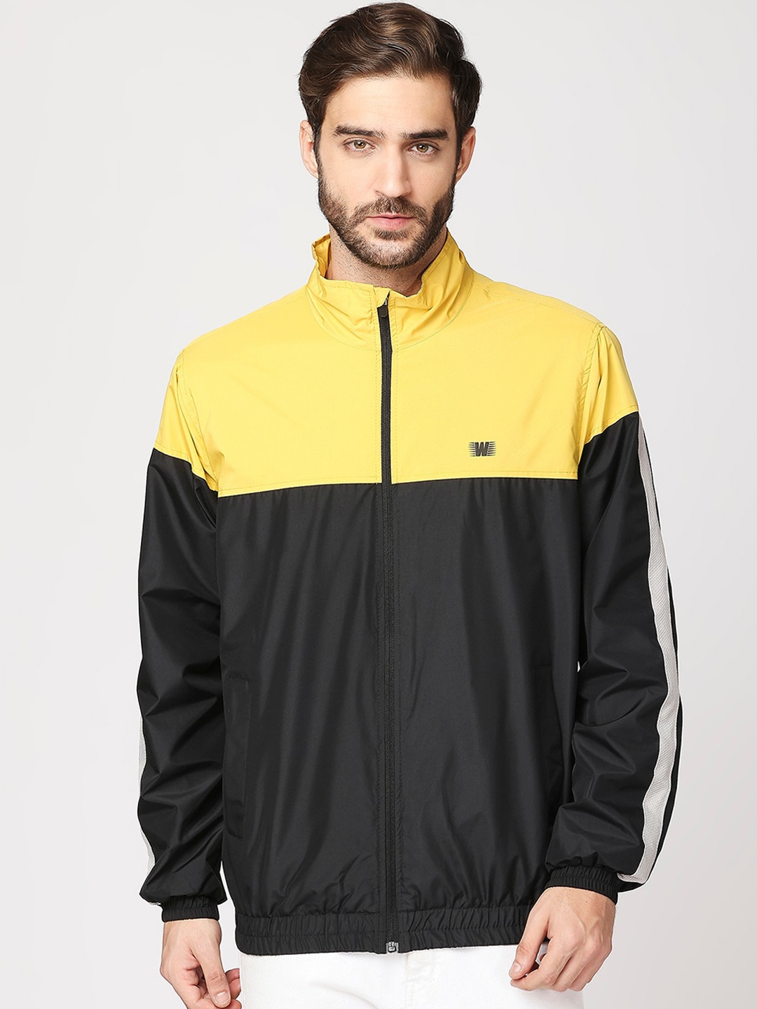 

Zeel Men Black Yellow Colourblocked Windcheater Crop Sporty Jacket