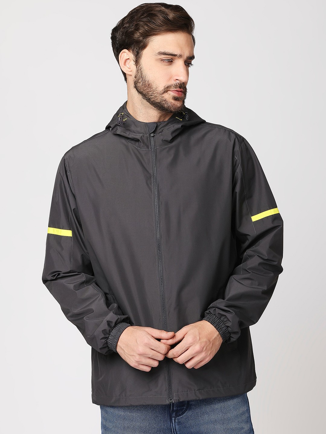 

Zeel Men Grey Windcheater Sporty Jacket