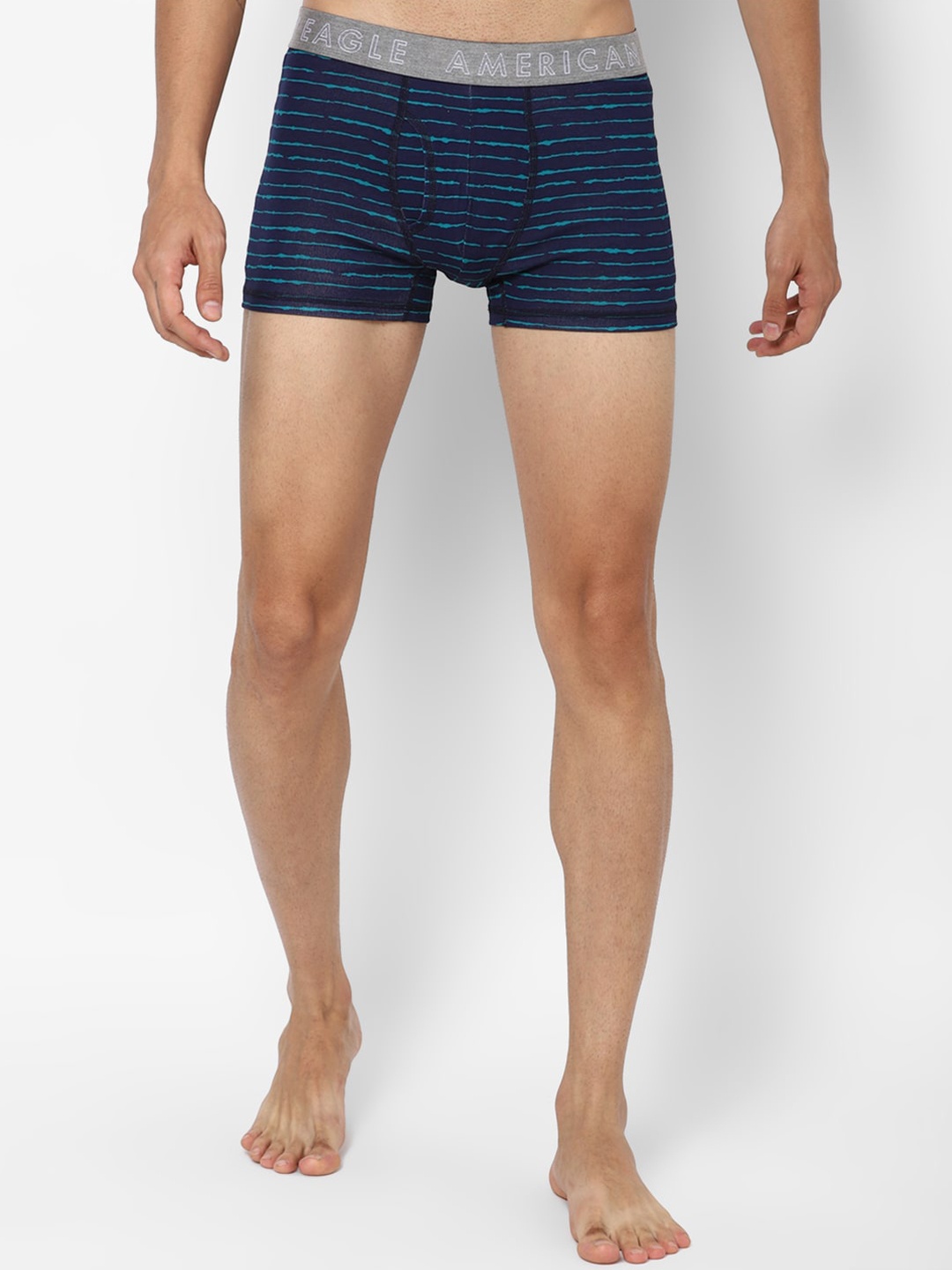 

AMERICAN EAGLE OUTFITTERS Men Blue Striped Cotton Trunks WEC0231464410