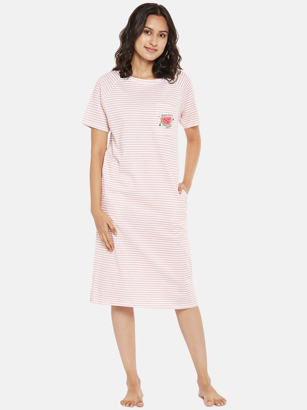

People White Printed Pure Cotton Sleep Shirts
