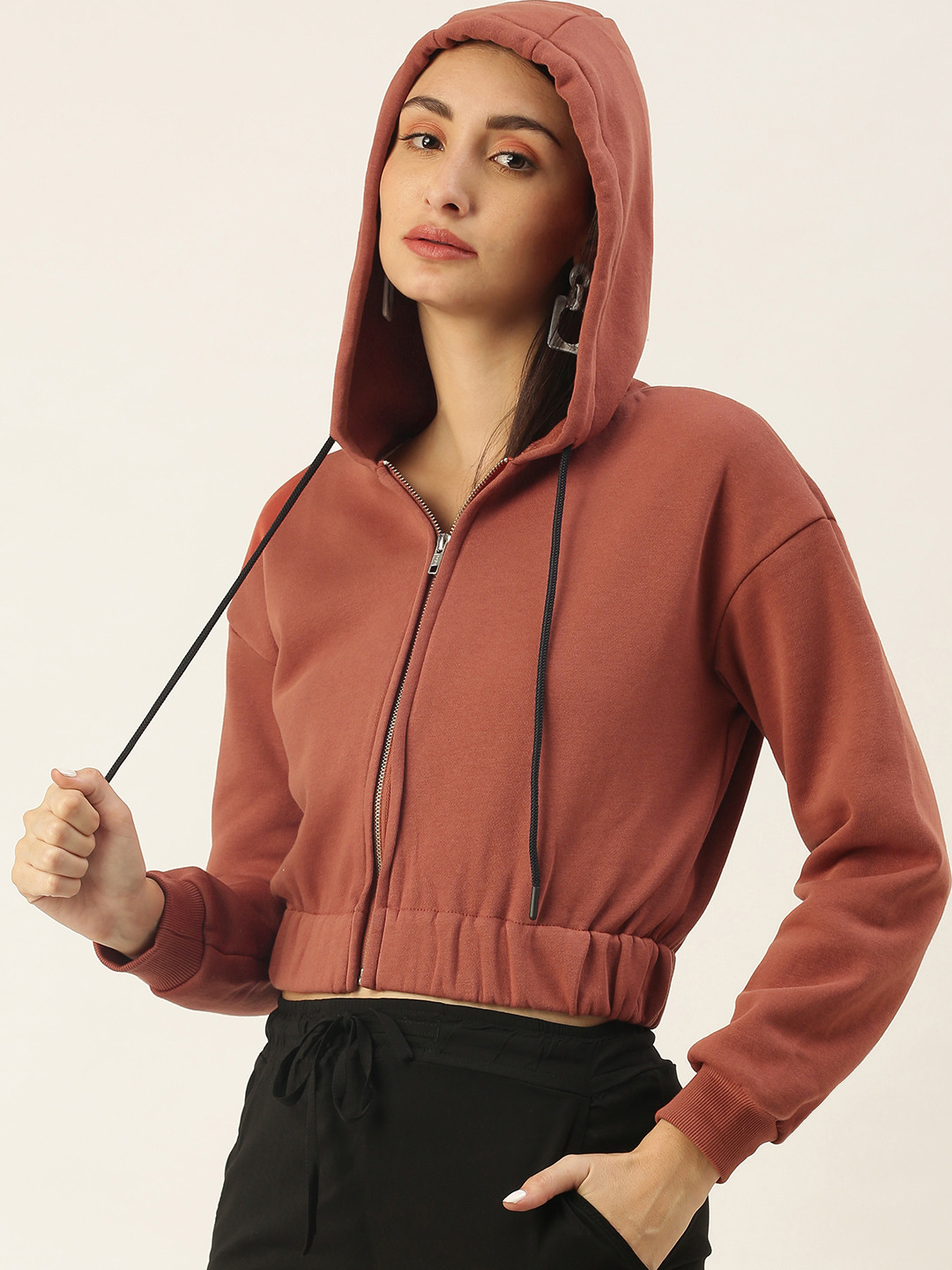 

FOREVER 21 Women Red Hooded Sweatshirt