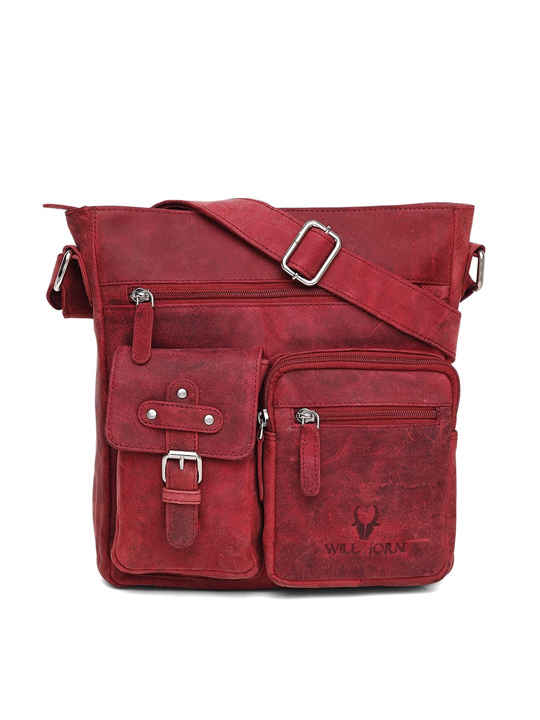 

WildHorn Women Red Leather Structured Sling Bag