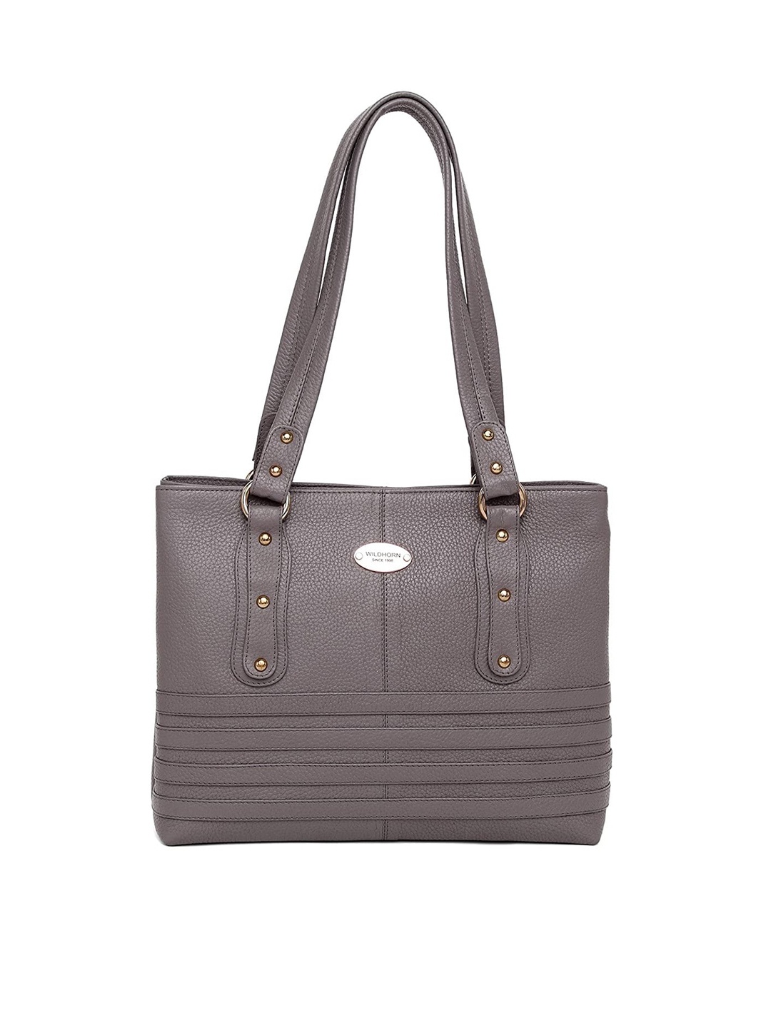 

WildHorn Women Grey Leather Structured Shoulder Bag