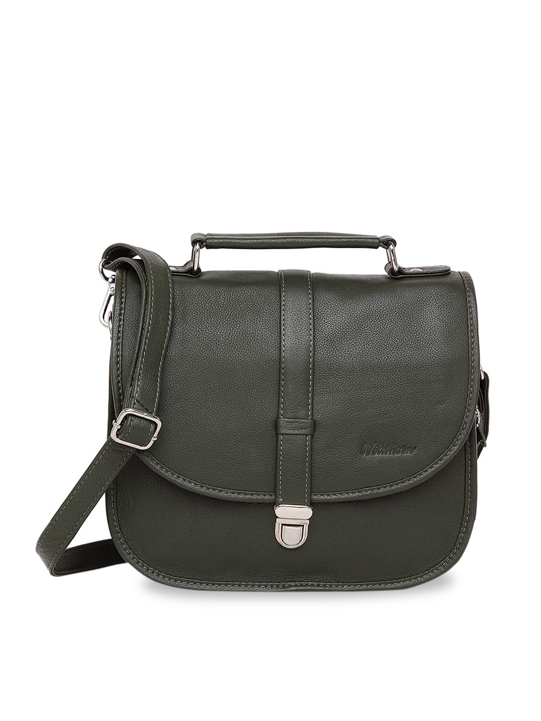 

WildHorn Women Green Leather Structured Satchel