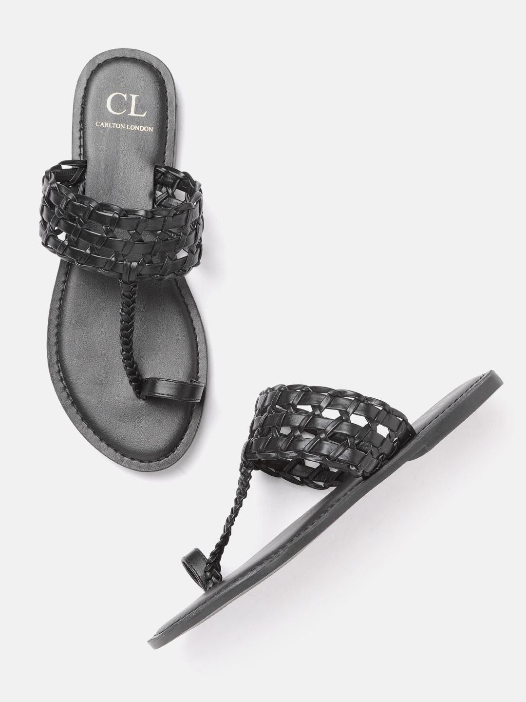 

Carlton London Women Black Basketweave One Toe Flats
