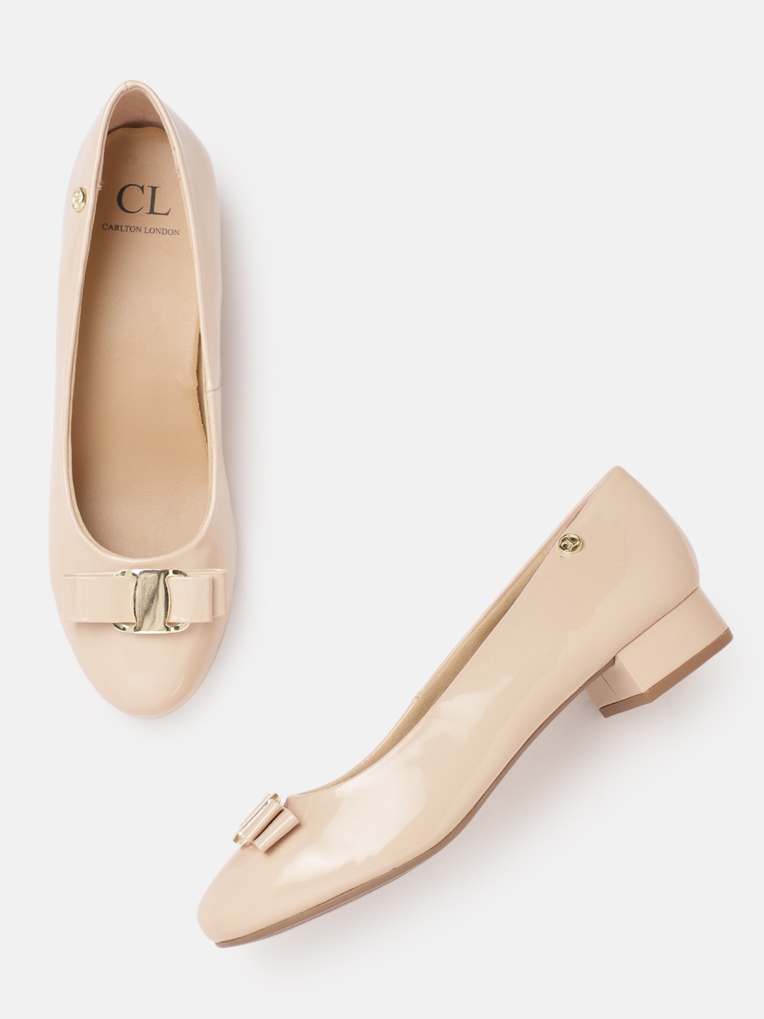 

Carlton London Women Nude-Coloured Glossy Finish Ballerinas with Bow Detail