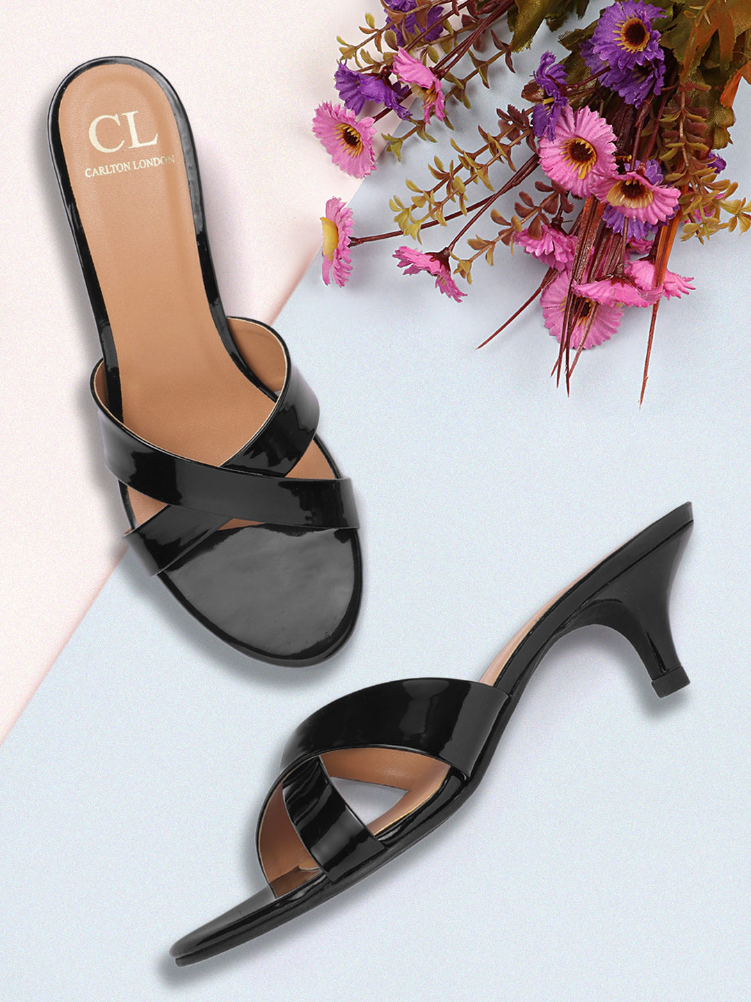 

Carlton London Black Solid Kitten Heels
