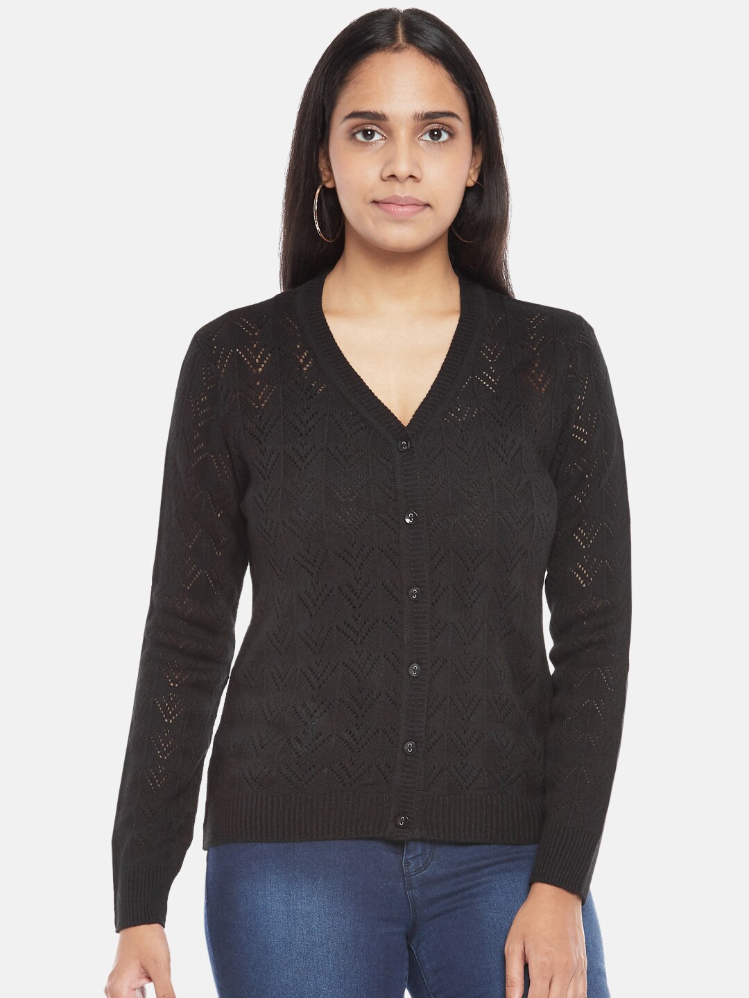 

Honey by Pantaloons Women Black Acrylic Cardigan