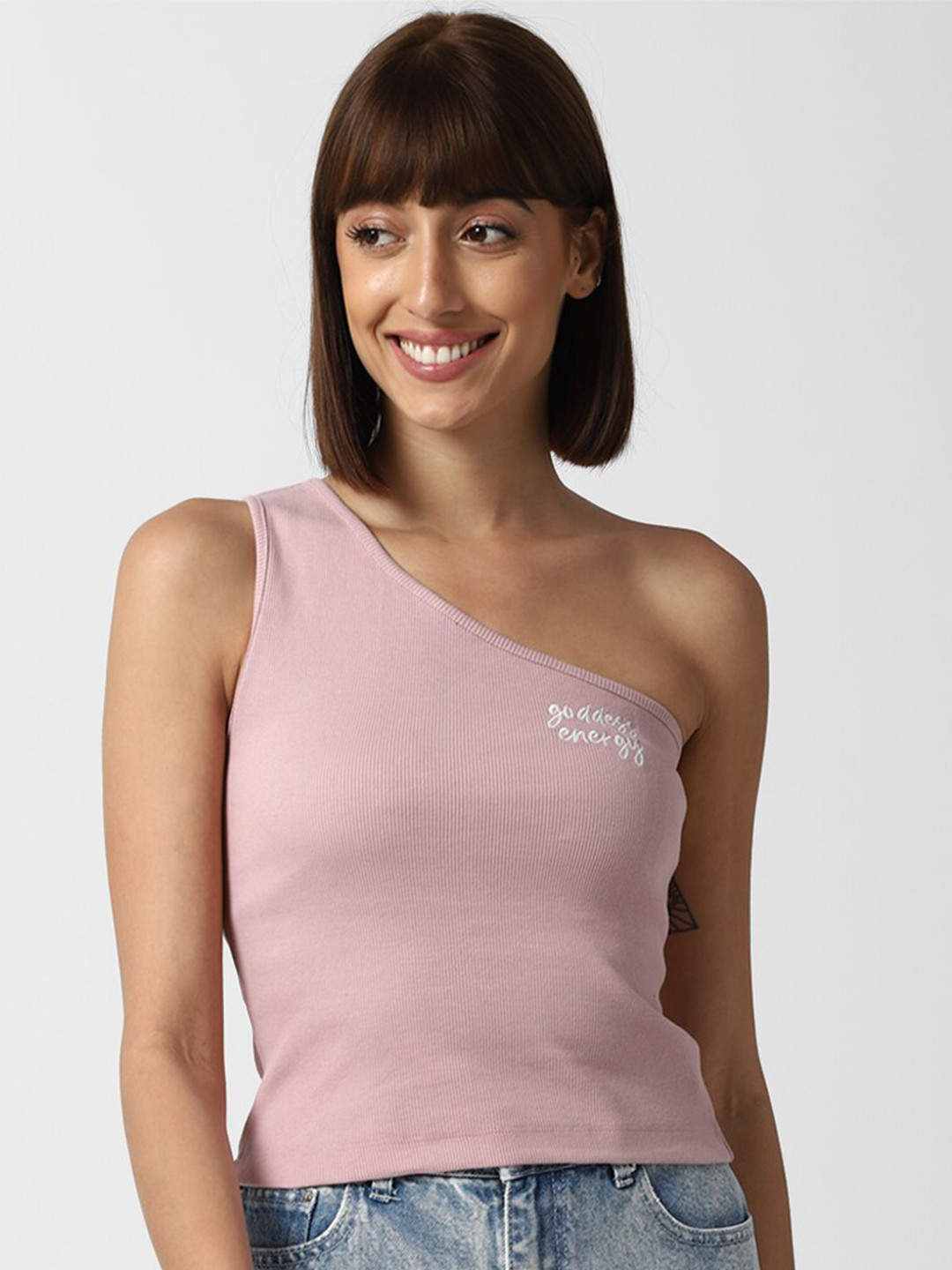 

FOREVER 21 Women Purple One Shoulder Fitted Top
