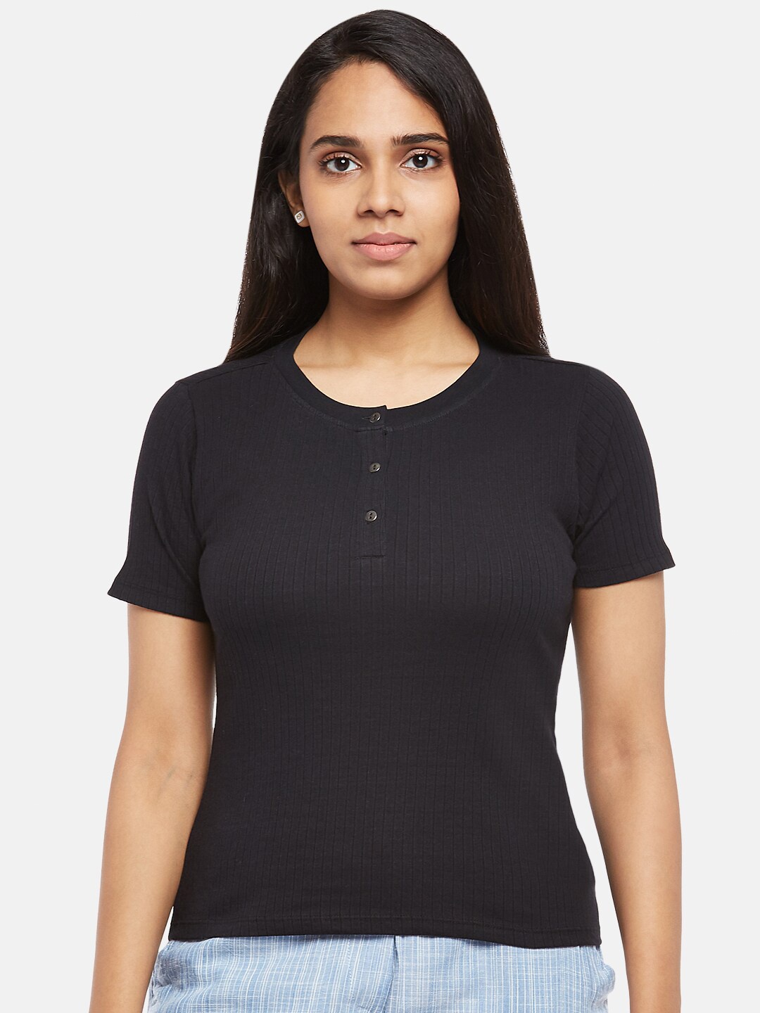 

People Black Pure Cotton Regular Top