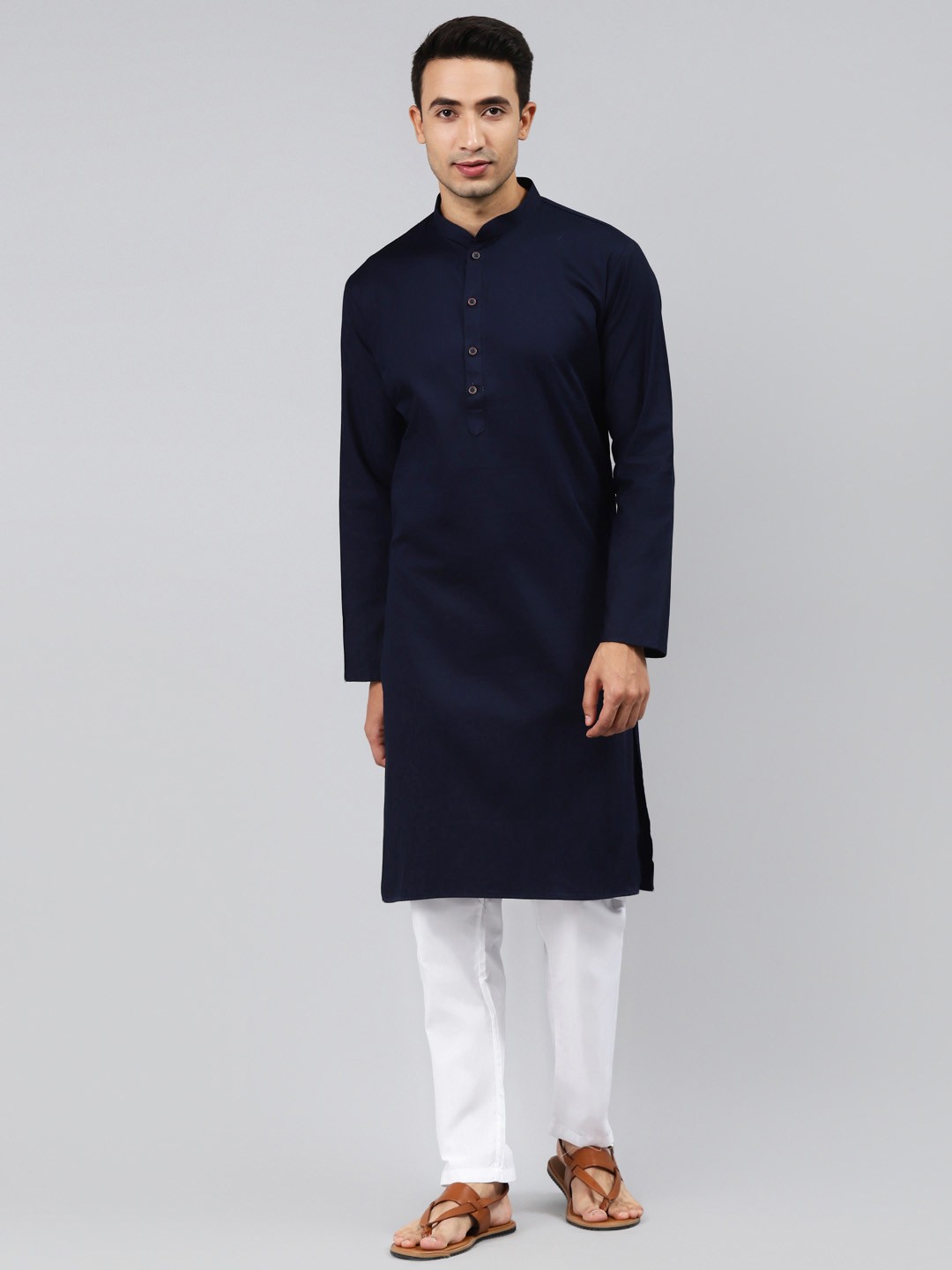 

MANQ Men Navy Blue Regular Pure Cotton Kurta with Pyjamas