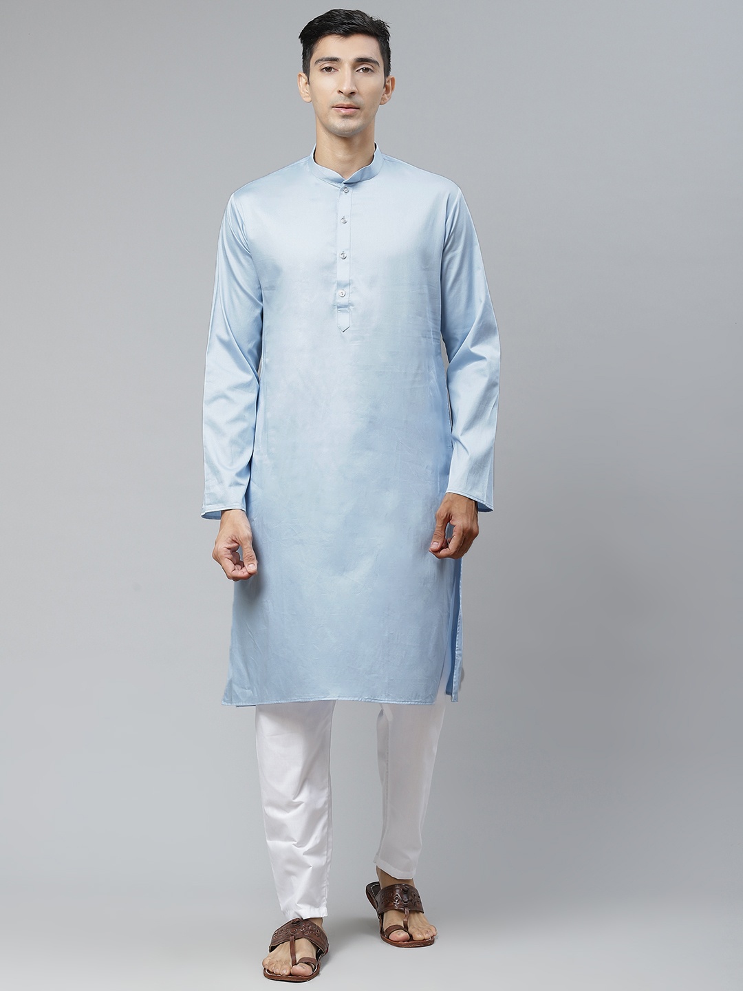 

MANQ Men Blue Regular Pure Cotton Kurta with Pyjamas