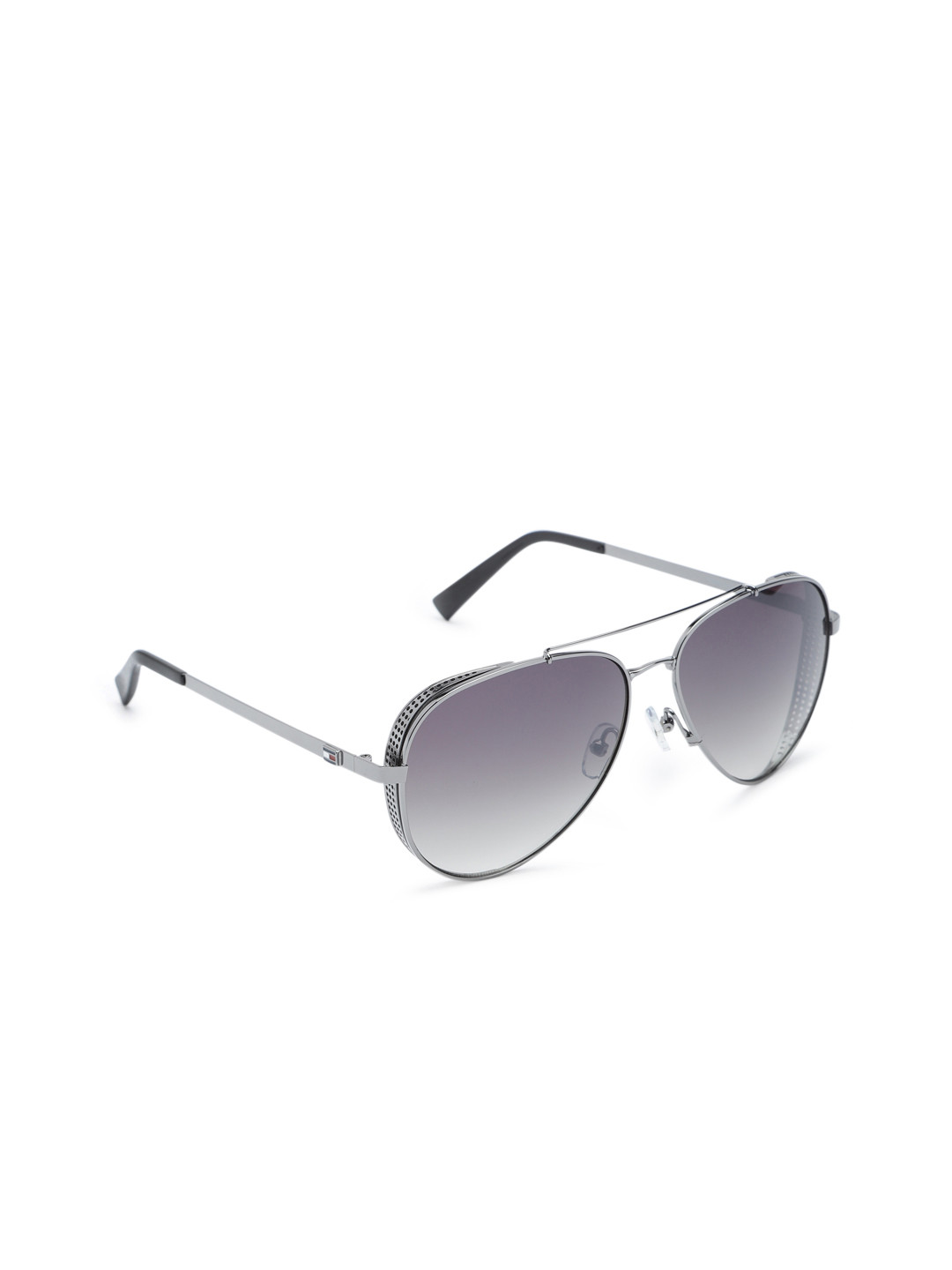 

Tommy Hilfiger Men Grey Lens & Steel-Toned Aviator Sunglasses with UV Protected Lens