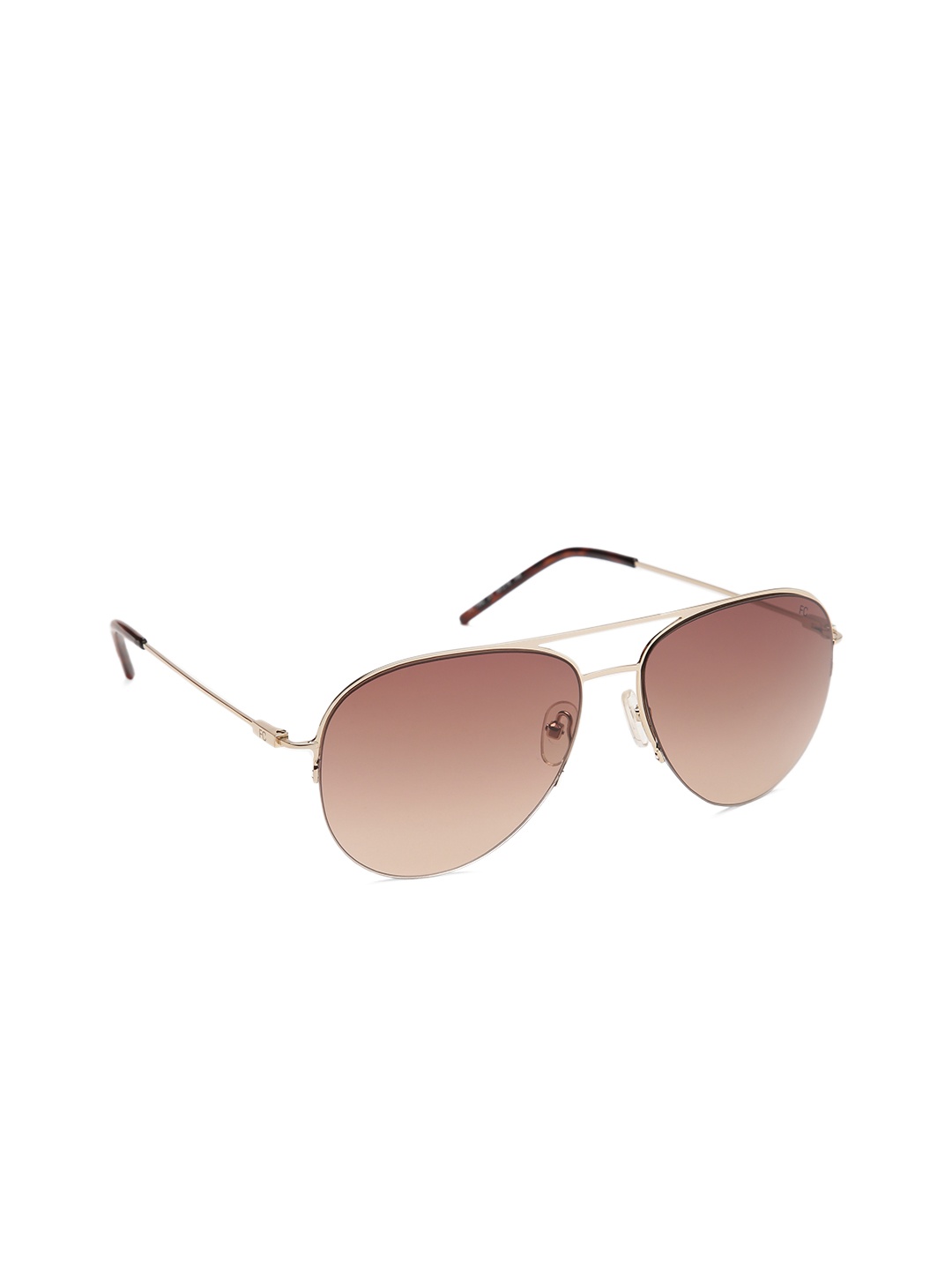 

French Connection Men Brown Lens & Gold-Toned Aviator Sunglasses with UV Protected Lens