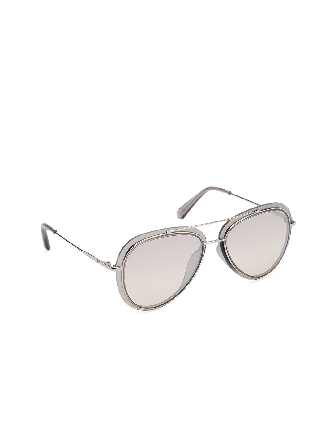 

French Connection Men Mirrored Lens & Silver-Toned Aviator Sunglasses with UV Protected Lens