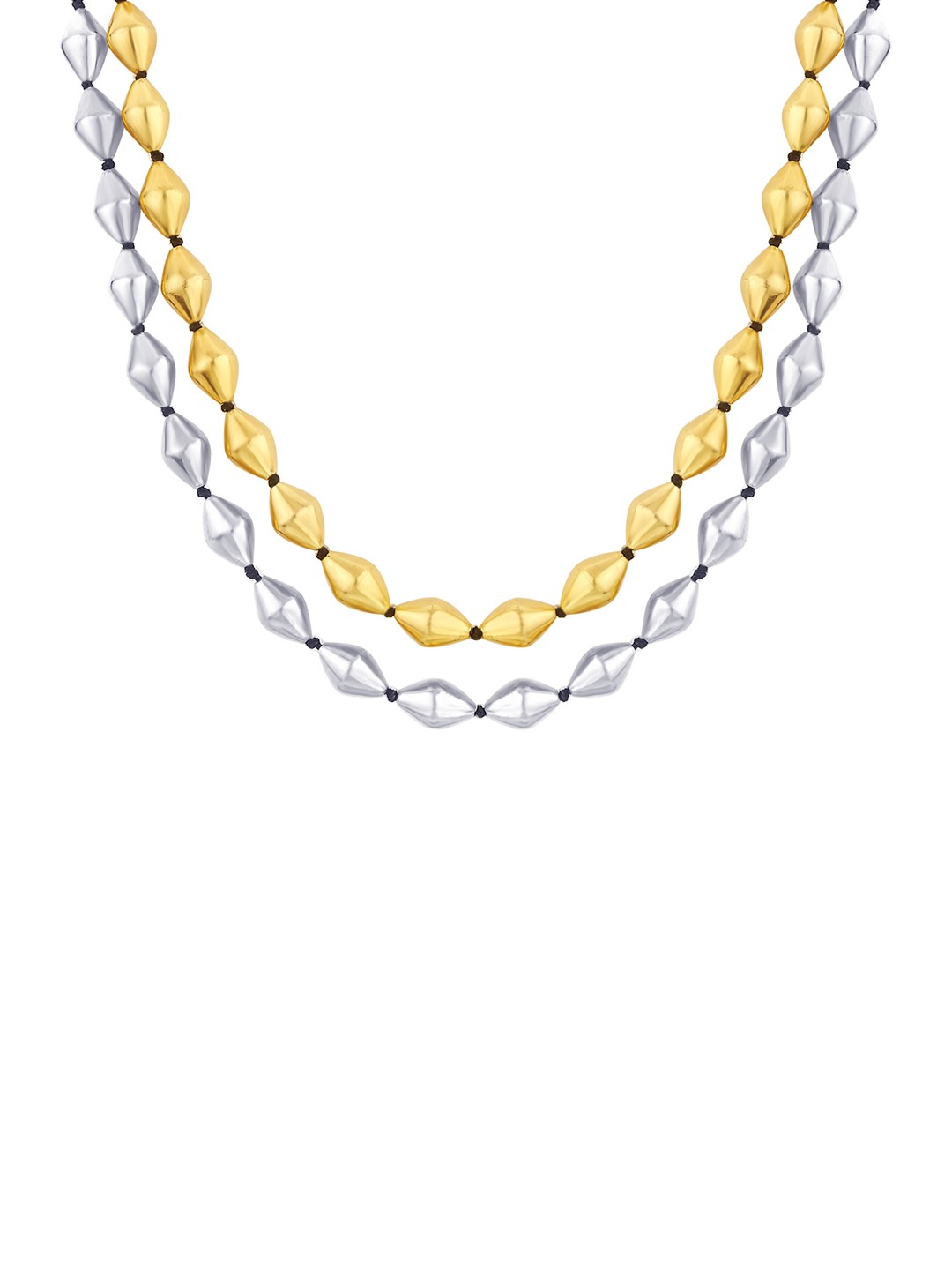 

ahilya Sterling Silver Two-Toned Dholki Bead Necklace, Gold