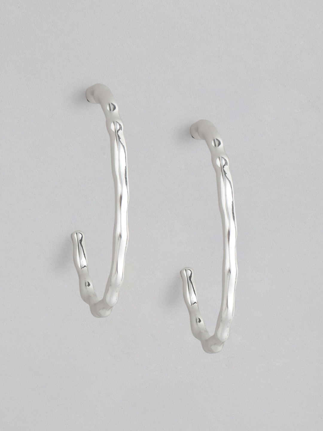 

Forever New Silver-Toned Circular Half Hoop Earrings