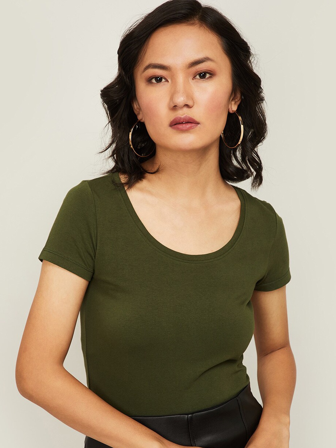 

Ginger by Lifestyle Women Olive Green Regular Top