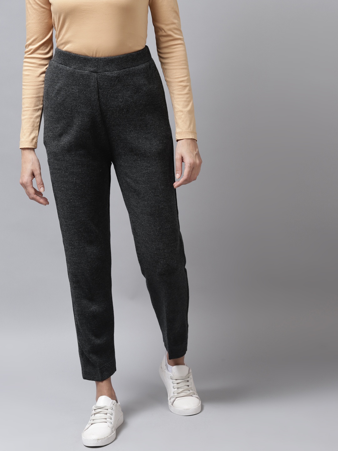 

Cayman Women Charcoal Grey Solid Woollen Trousers