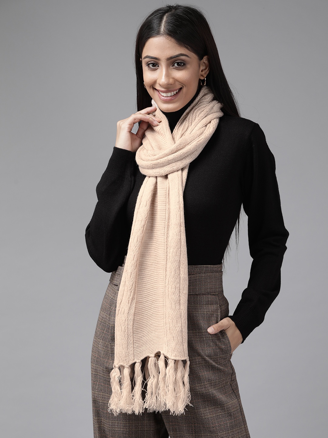 

Cayman Women Beige Woven Design Stole