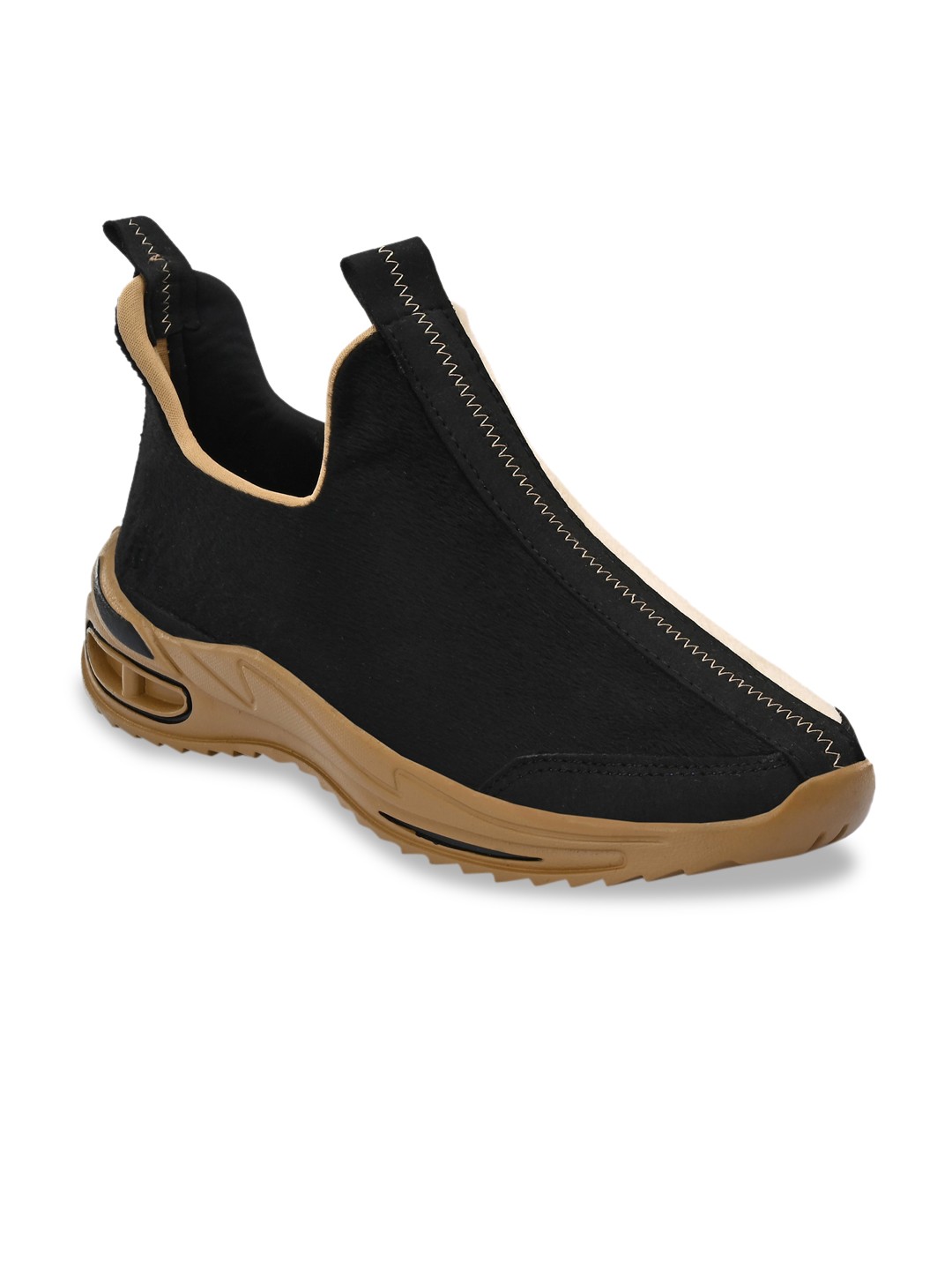 

BUCIK Men Beige & Black Colourblocked Slip-On Sneakers