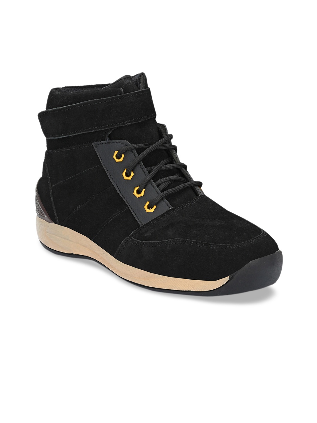 

BUCIK Men Black Leather Sneakers