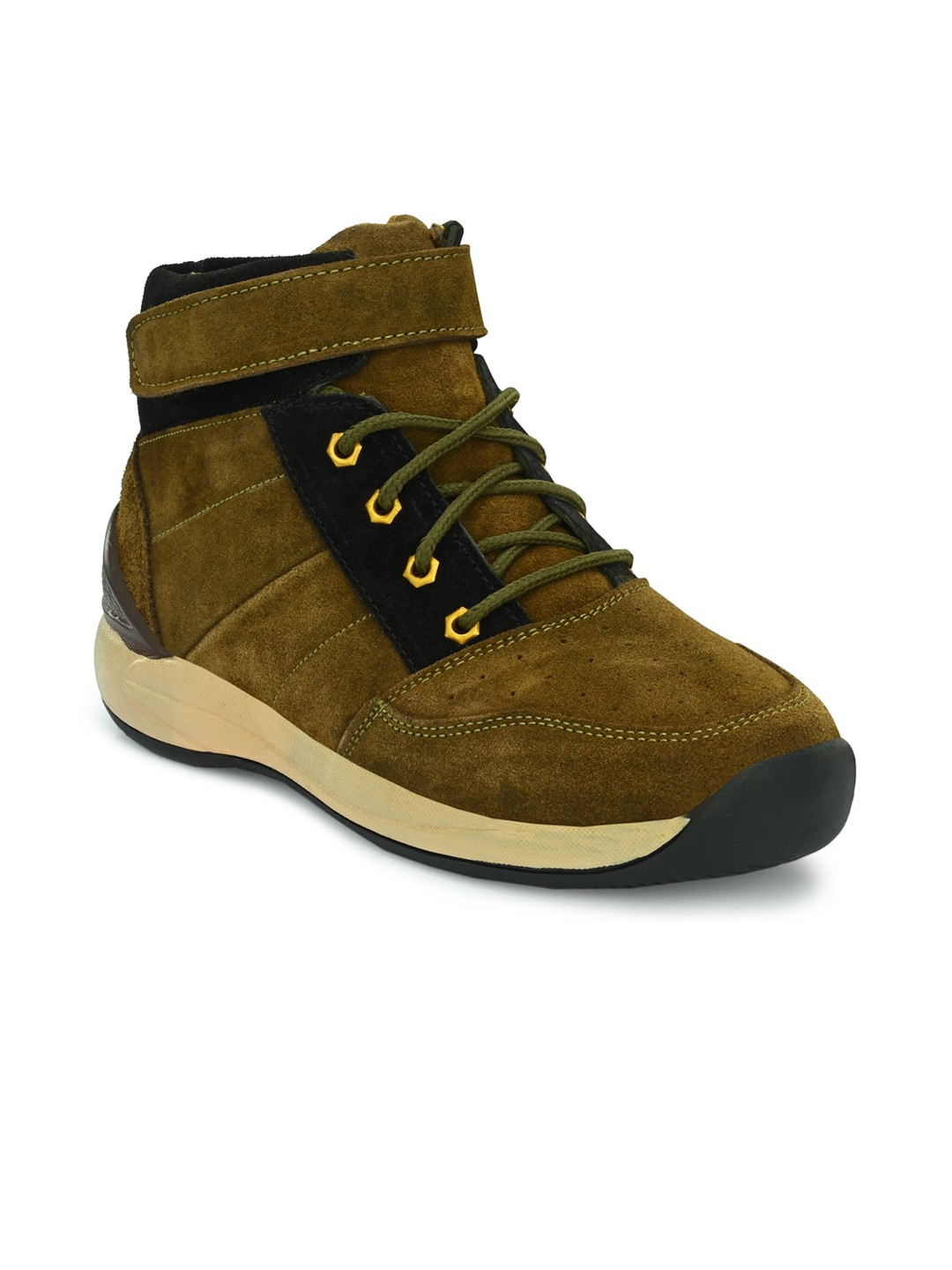 

BUCIK Men Olive Green Leather Sneakers