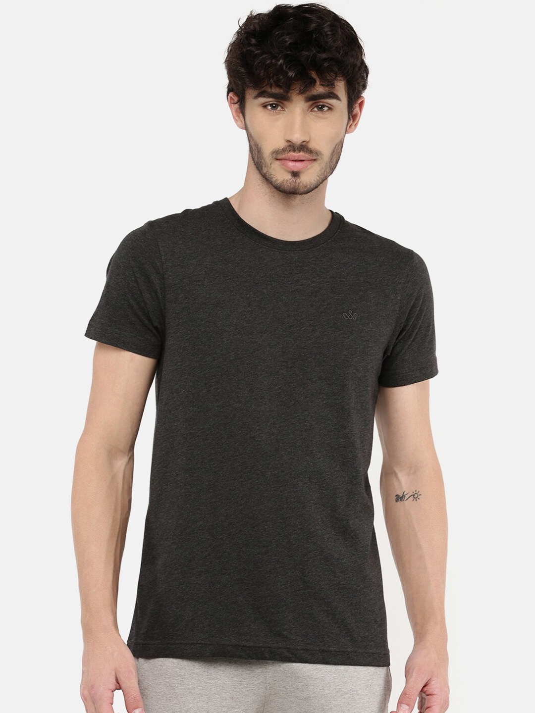 

DIXCY SCOTT Men Charcoal T-shirt