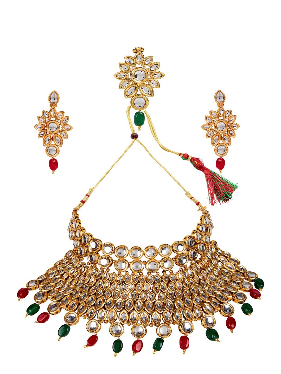 

ANIKAS CREATION Multicoloured Gold-Plated Kundan Jewellery Set, Multi
