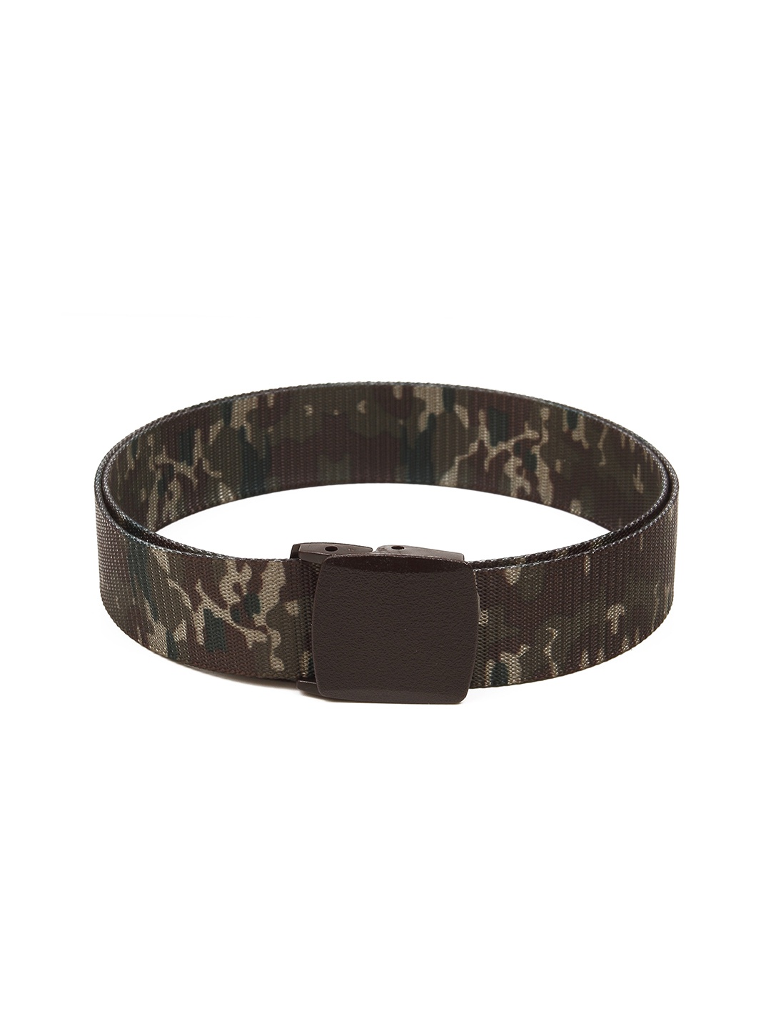 

Calvadoss Men Olive Green Canvas Camouflage Woven Design Belt