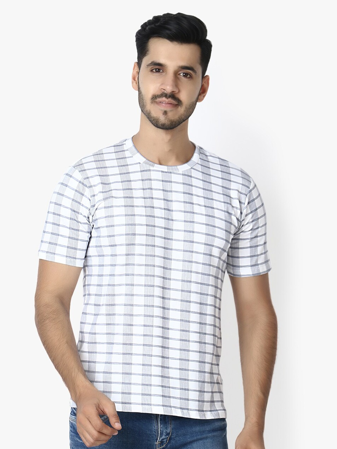 

LE BOURGEOIS Men Black & White Striped T-shirt