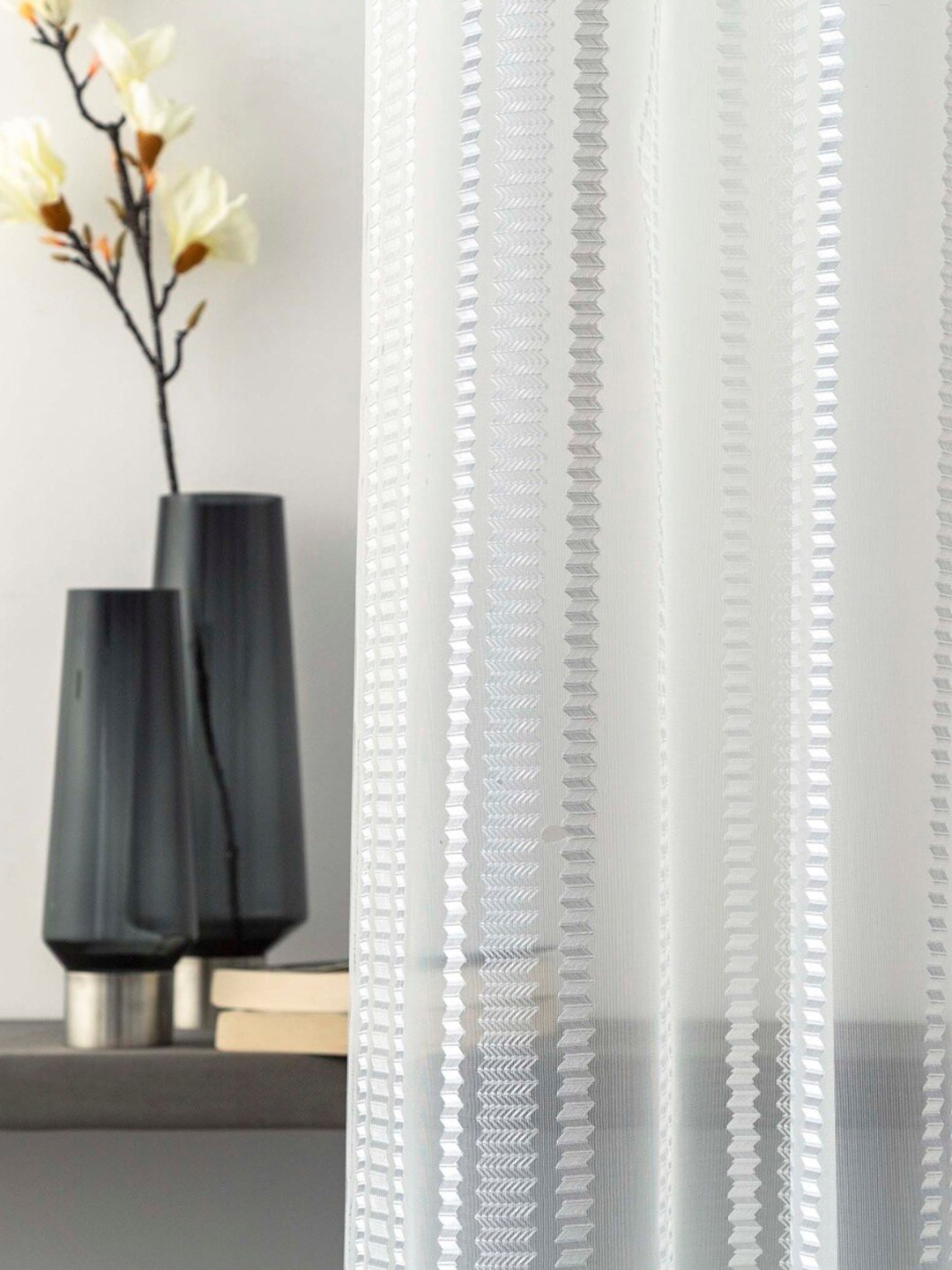 

Home Centre White Set of 2 Striped Door Curtain