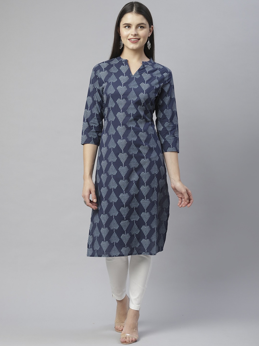 

HERE&NOW Women Blue Geometric Printed Kurta