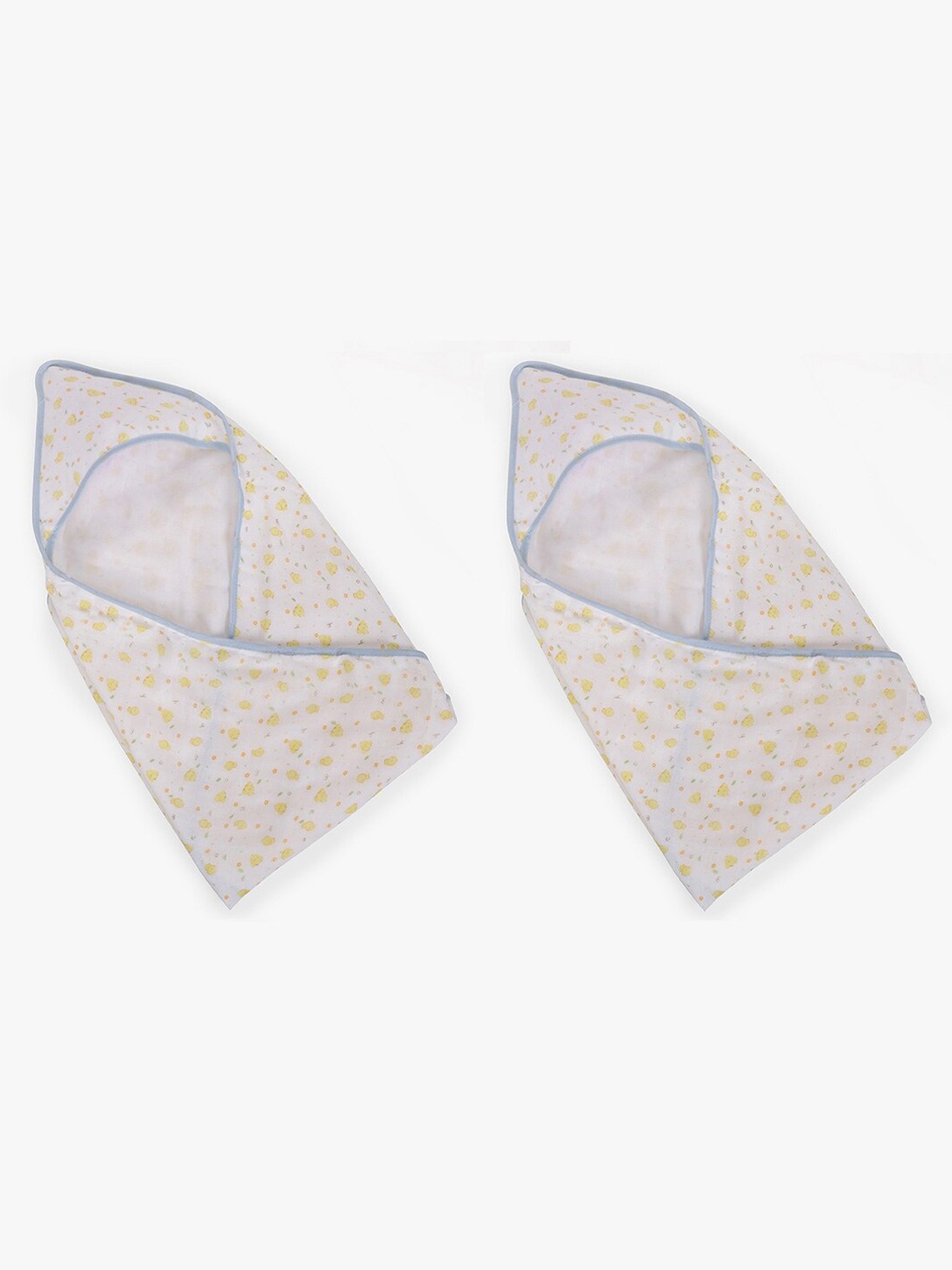 

POKORY Infant Boys Pack of 2 White & Blue Printed Soft Warm Wrapper