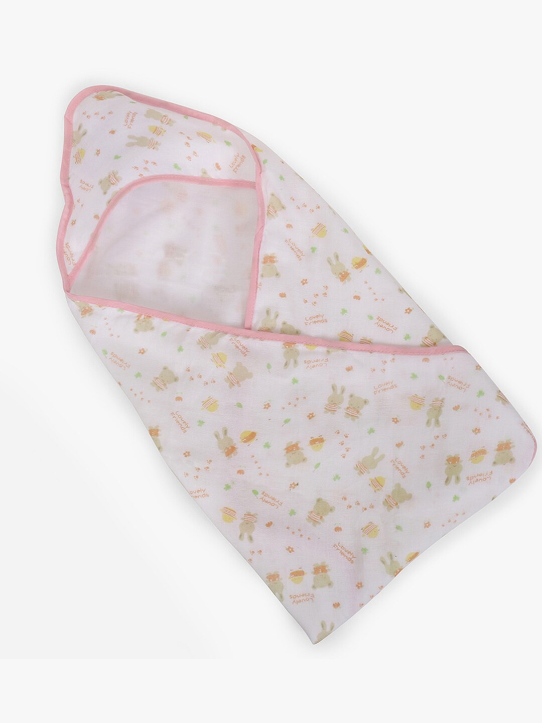 

POKORY Pink & White Floral Mild Winter 110 GSM Single Bed Blanket