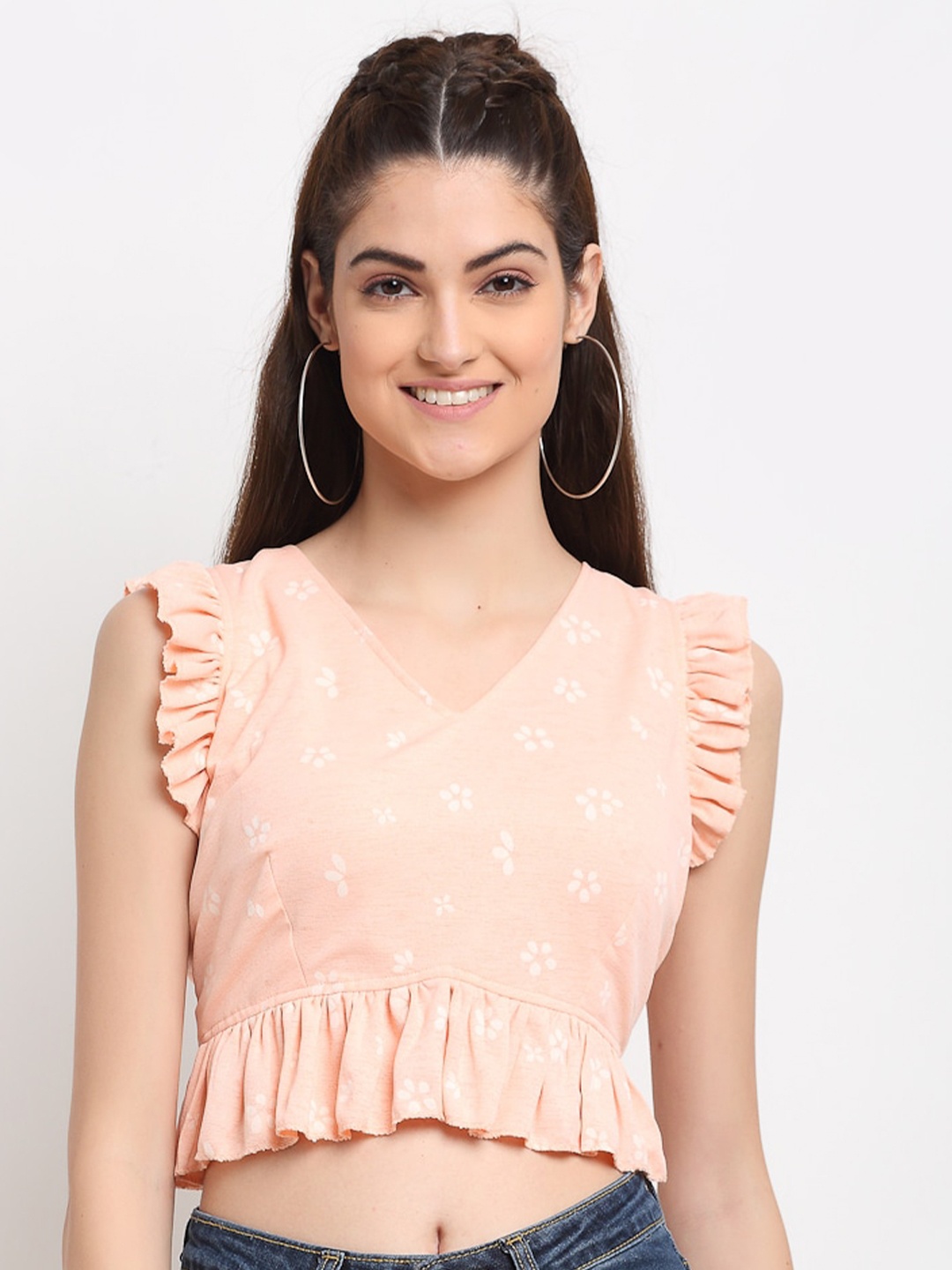 

ELEVANTO Women Orange Regular Crop Top