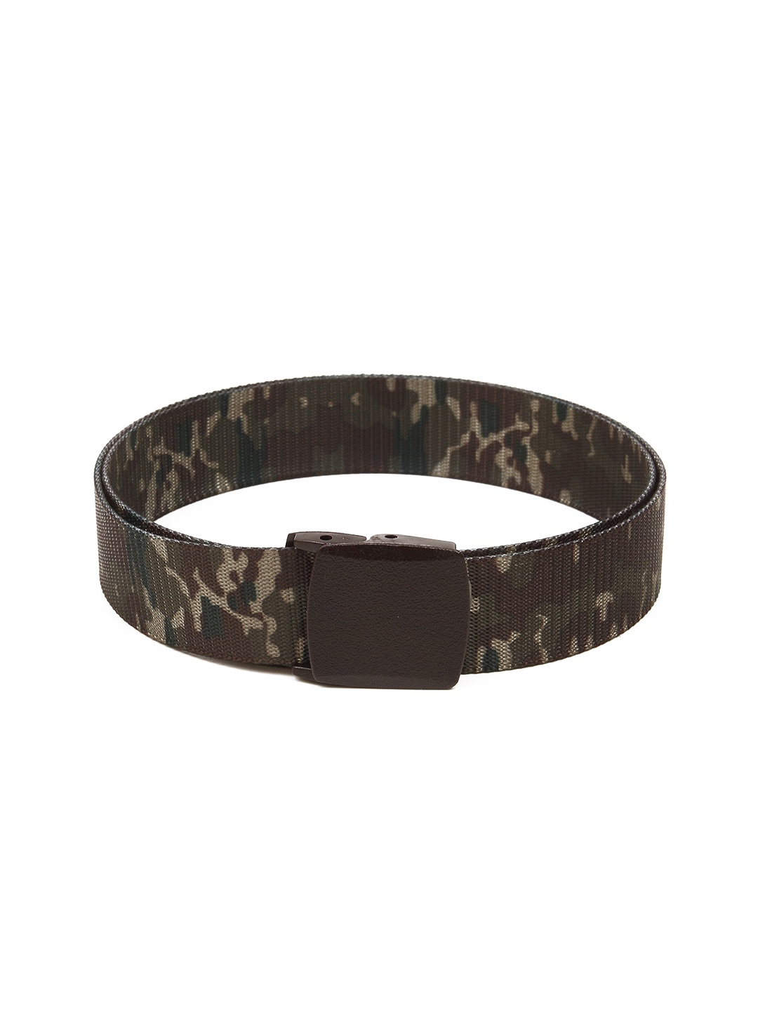 

Calvadoss Men Olive Green Camouflage Printed Canvas Belt