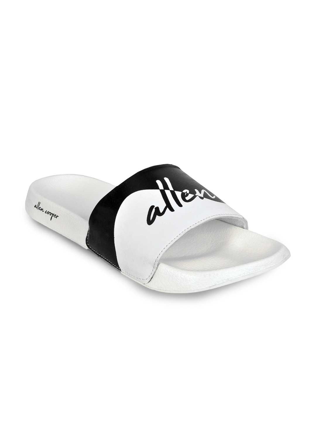 

Allen Cooper Men White & Black Colourblocked Rubber Sliders