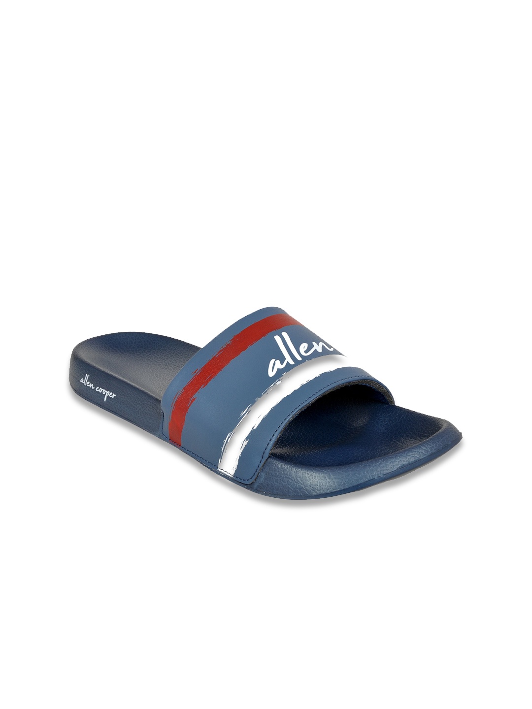 

Allen Cooper Men Blue & White Printed Rubber Sliders