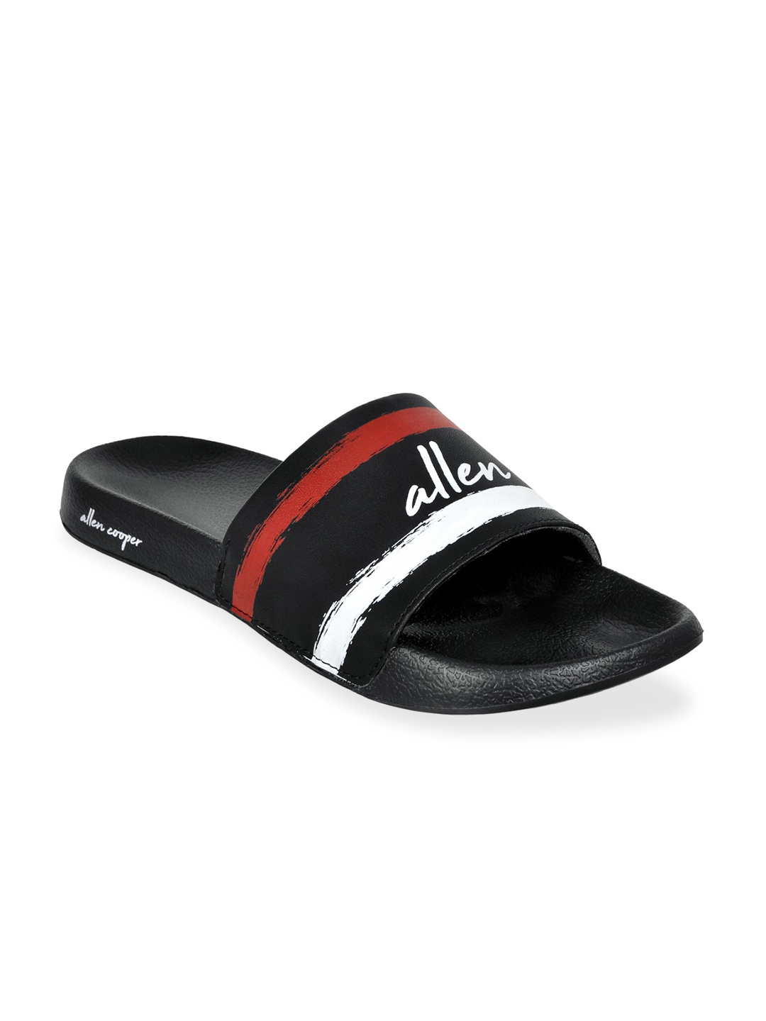

Allen Cooper Men Black & Red Colourblocked Rubber Sliders