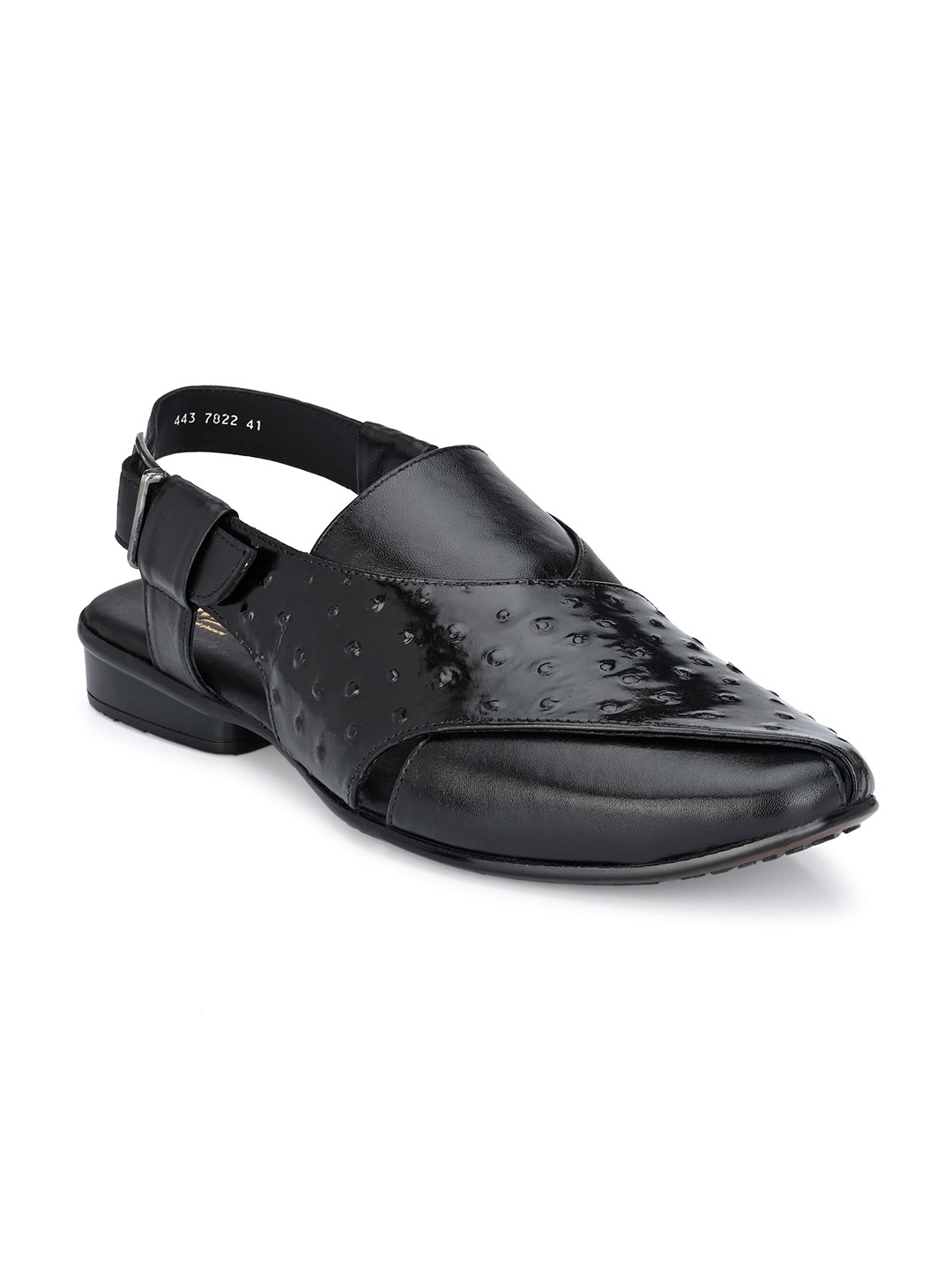 

Hitz Men Black Leather Shoe-Style Sandals
