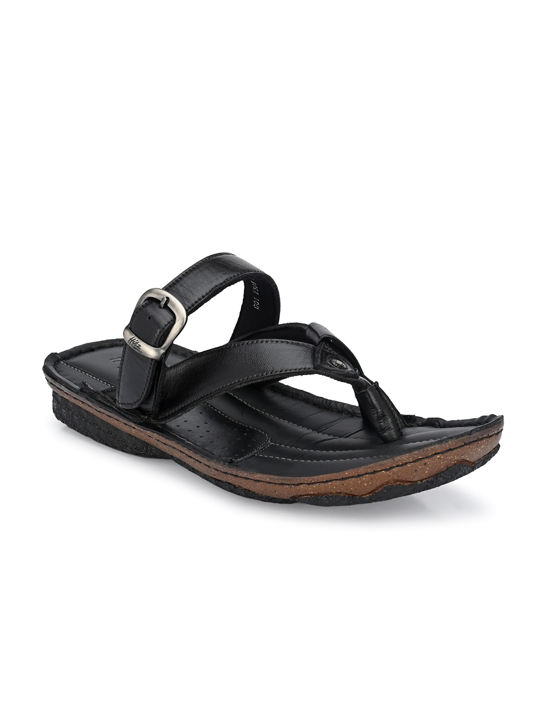 

Hitz Men Black Leather Comfort Sandals