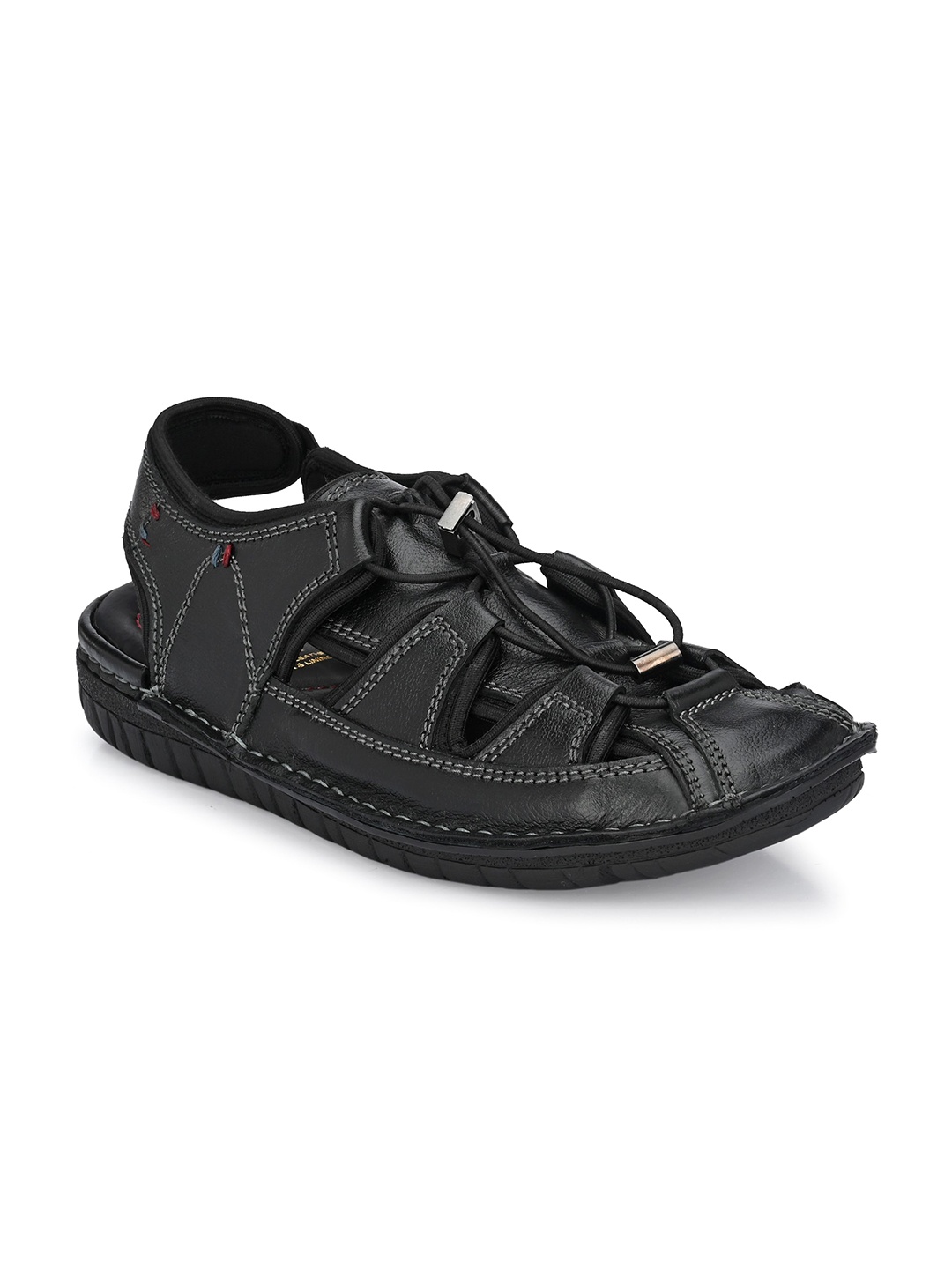 

Hitz Men Black Leather Fisherman Sandals