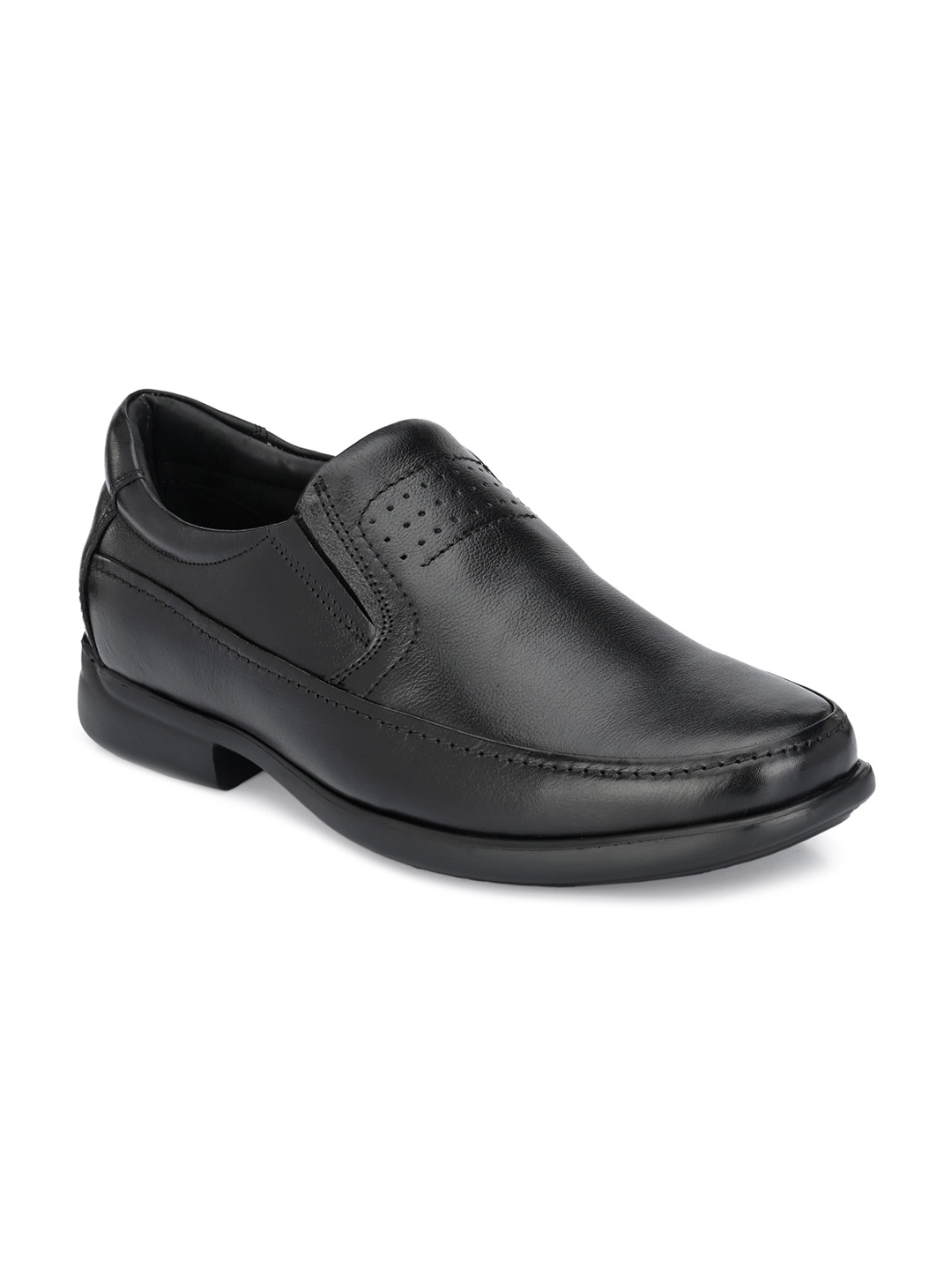 

Hitz Men Black Textured Leather Formal Slip-Ons