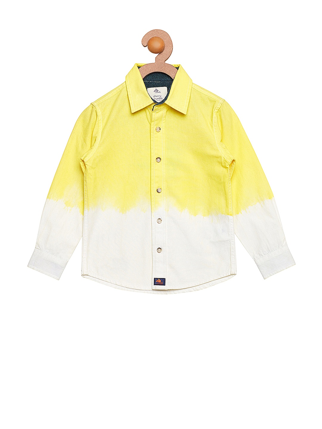 

Cherry Crumble Boys Yellow & White Smart Fit Ombre-Dyed Casual Shirt