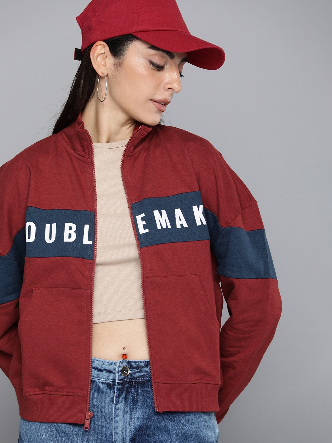 

Flying Machine Pure Cotton Colourblocked Sweatshirt, Maroon